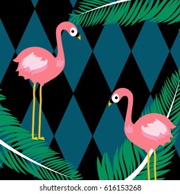 Flamingo and triangle background 