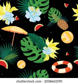 Diseño de verano de Hawái Flamingo Tropical Seamless 