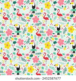 Flamingo and Tucan Tropical With Spoonflower 