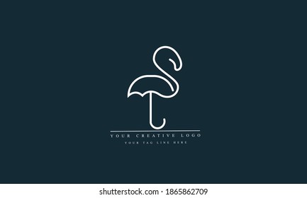 Flamingo Umbrellas minimal vector logo