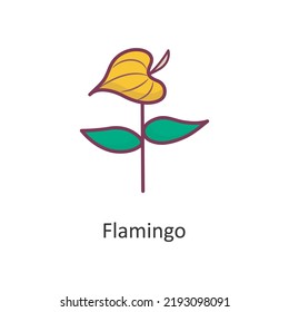 Ilustración de diseño de iconos de esquema rellenado por vector Flamingo. Símbolo de la naturaleza sobre el fondo blanco Archivo EPS 10