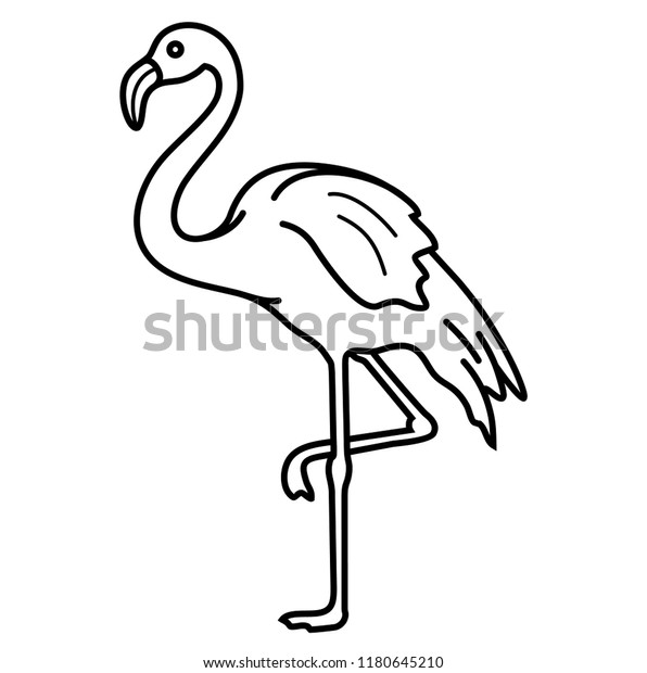 Flamingo Vector Flat Outline Icon Illustration Stock Vector (Royalty ...