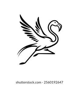 Flamingo Vector flying Line Art Silhouette