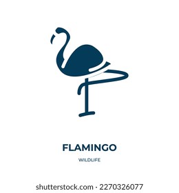 flamingo vector icon. flamingo, bird, zoo filled icons from flat wildlife concept. Isolated black glyph icon, vector illustration symbol element for web design and mobile apps