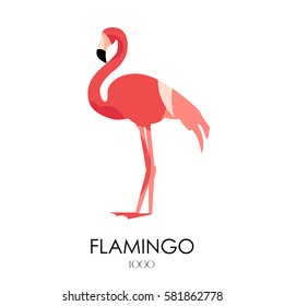 Flamingo vector icon. Logo. Flat design.