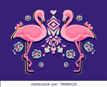 Flamingo Vector Illustration Bird. Pink Flamingo.
