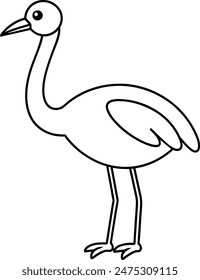  Ilustración vectorial de flamenco Libro o página para colorear en blanco y negro para niños