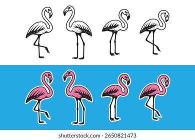flamingo vector illustration collection. Suitable for logos, outdoor designs, stickers and t-shirt designs.	