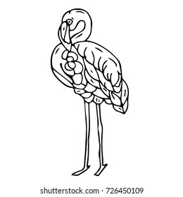 Flamingo vector illustration. Doodle. Design icon, print, logo, poster, symbol, decor, textile, paper.