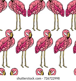 Flamingo vector illustration. Doodle style. Design icon, print, logo, poster, symbol, decor, textile, paper.