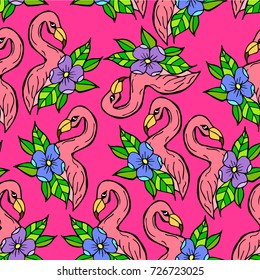 Flamingo vector illustration. Doodle style. Design icon, print, logo, poster, symbol, decor, textile, paper.