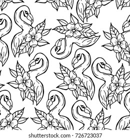 Flamingo vector illustration. Doodle style. Design icon, print, logo, poster, symbol, decor, textile, paper.