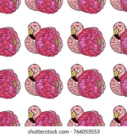 Flamingo vector illustration. Doodle style. Design, print, logo, decor, textile, paper