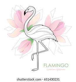 Flamingo. Vector illustration with a flamingo. Tropical Bird. Design. Logo.