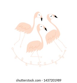 flamingo vector Illustration with white background. Great for wallpaper,backgrounds,gifts,packaging design projects, stationary,fabric