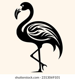 Flamingo-Vektorgrafik für Logo oder Symbol, Clipart, Zeichnung Eleganter minimalistischer Stil, abstrakte Illustration