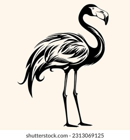 Flamingo vector for logo or icon,clip art, drawing Elegant minimalist style,abstract style Illustration