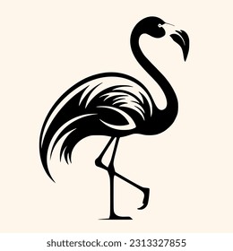 Flamingo-Vektorgrafik für Logo oder Symbol, Clipart, Zeichnung Eleganter minimalistischer Stil, abstrakte Illustration