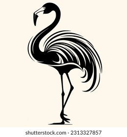 Flamingo-Vektorgrafik für Logo oder Symbol, Clipart, Zeichnung Eleganter minimalistischer Stil, abstrakte Illustration