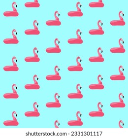 Flamingo vector pattern with blue background. Summer vector.