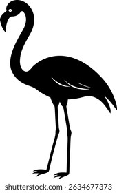 silhueta do vetor de flamingo, Silhueta do flamingo preto do vetor, Silhueta preta do flamingo do pássaro tropical