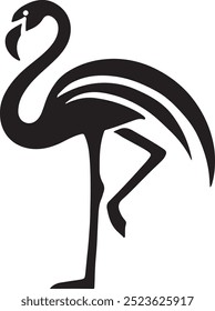 Silhueta Vetorial Flamingo , Ilustração Flamingo , Arte Flamingo Mão Desenhada Linha Art