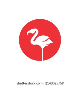 flamingo vector silhouette on circle shape, suitable use as icon, symbol, and element design