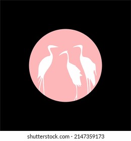 silueta vectorial de flamingo sobre círculo rosa, uso adecuado como símbolo, icono y diseño de elementos