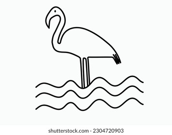  Silueta de plantilla de vectores de flamingo . ilustración