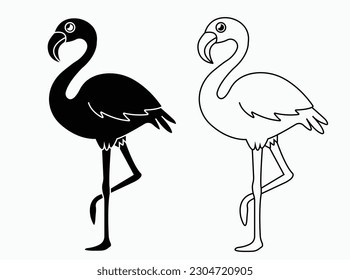  Flamingo vector template silhouette's . illustration