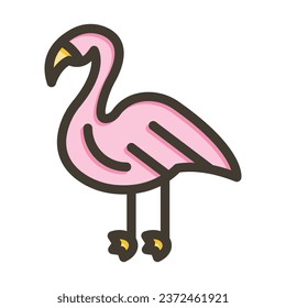 Flamingo Vector Thick Line Filled Colors Icon For Personal And Commercial Use.
