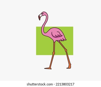 flamingo-wandelnde Cartografik im Flachstil