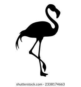 Flamingo walking silhouette isolated. Vector illustration