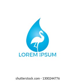 Flamingo water drop logo icon vector design. Kids company goods and toy shop logo design. kindergarten schooling system concept.