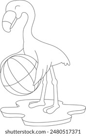 Flamingo Water polo Animal Vector Graphic Art Illustration