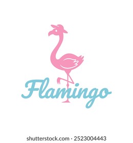 Flamingo con un diseño de logotipo de sombrero