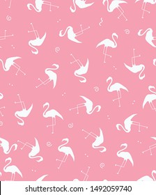 Flamingo Wildlife Bird Animal Seamless Repeat Vector Pattern Illustration Background