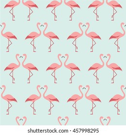 Flamingos. Cute vector seamless pattern. 