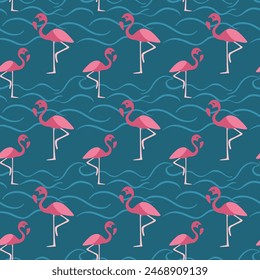 Flamingos Dance Seamless Vector Pattern Design