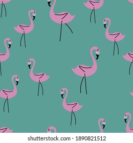 Flamingos Kids Cartoon Pattern Seamless