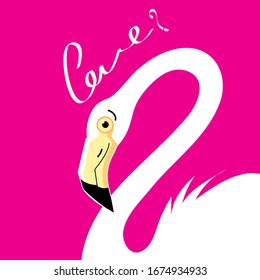Flamingos in love with a heart on a blue background