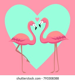 Flamingos in love vector illustration
