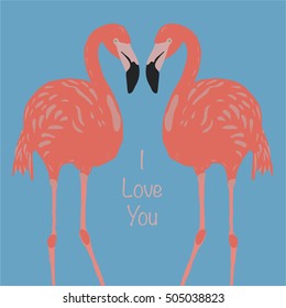 flamingos in love. vector illustration for your design, poster, postcard or placard.