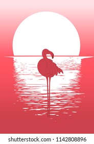 flamingos on the lake background