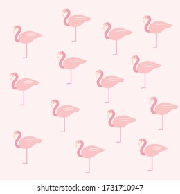 Flamingos seamless background  pattern vector over the pink background