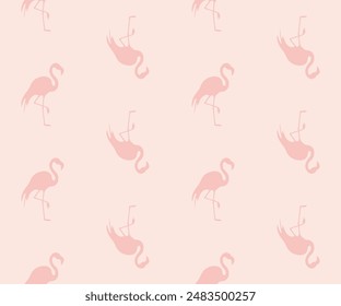 Flamencos. Patrón sin costuras. Siluetas de pájaro sobre un fondo claro.