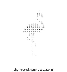 The flamingos symbol filled with black dots. Pointillism style. Vector illustration on white background