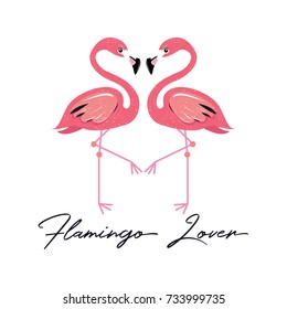 Flamingos,Tropical Bird Vector illustration. Can be used for T-shirt print, fashion print design, celebration greeting and invitation card.