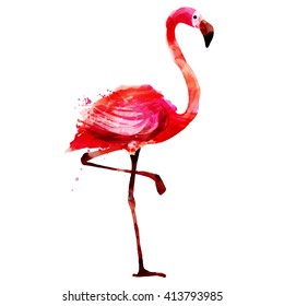 flamingo.watercolor, vector 