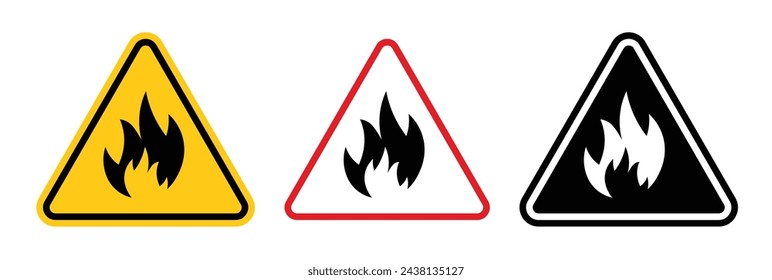 Flammability Hazard Warning. Sign for Risk of Fire and Explosions. Alert for Flammable Substances.